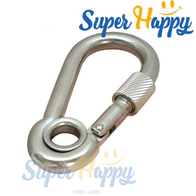 คาราบิเนอร์ แบบมีห่วง Snap hook แบบล็อคไม่เป็นสนิม แข็งแรง