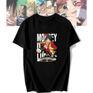 เสื้อยืดระบายอากาศฤดูร้อนOne PIece แขนสั้นเสื้อยืดชายฤดูร้อนน้ำแบรนด์นักเรียนลูฟี่พิมพ์อะนิเมะหลวมด้านบน