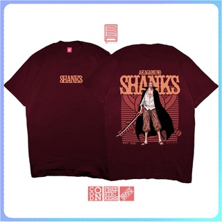 สินค้าเฉพาะจุด เสื้อยืด พิมพ์ลายอนิเมะวันพีช AKAGAMI NO SHANKS YONKOU PIRATES สไตล์ญี่ปุ่นเสื้อยืด