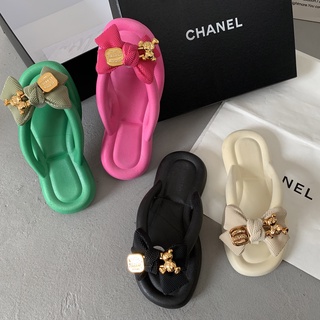 Ann.fashion รองเท้าแตะพื้นนุ่มสไตล์เกาหลี รองเท้าแตะแต่งโบว์และหมีน่ารักๆ พื้นหนานุ่ม น้ำหนักเบา รองเท้าแตะคีบ #sy72
