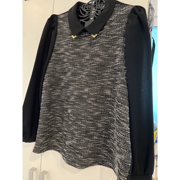 เสื้อสีดำแขน5ส่วนkerriกระดุมสีทอง