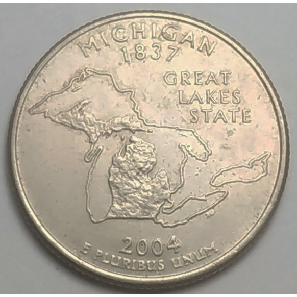 สหรัฐอเมริกา (USA), ปี 2004, 25 Cents รัฐมิชิแกน (Michigan),  ชุด 50 รัฐของประเทศสหรัฐอเมริกา