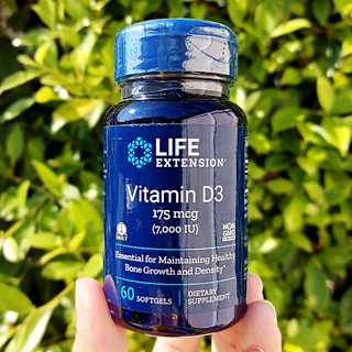 54% Sale!! EXP: 09/23 วิตามินดี 3 Vitamin D3 175 mcg (7,000 IU) 60 Softgels (Life Extension®) เสริมสร้างภูมิต้านทาน