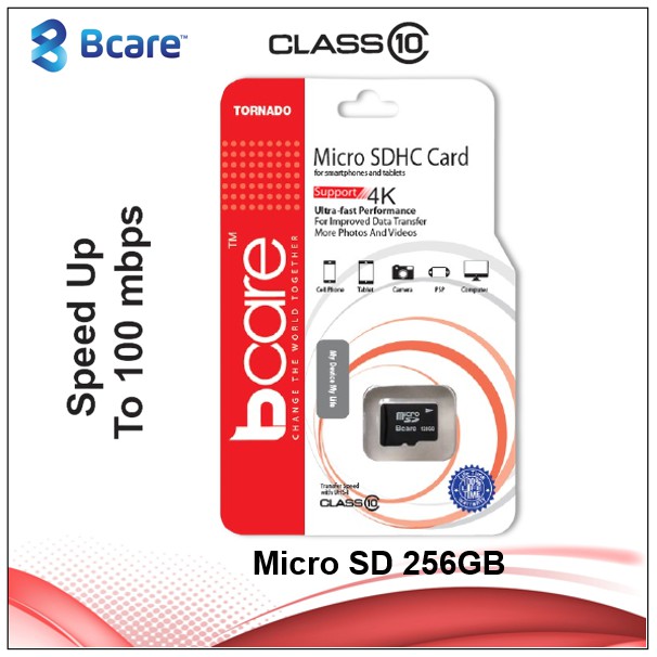 Bcare Micro SD Class 10 - 256Gb - ไม่มีอะแดปเตอร์