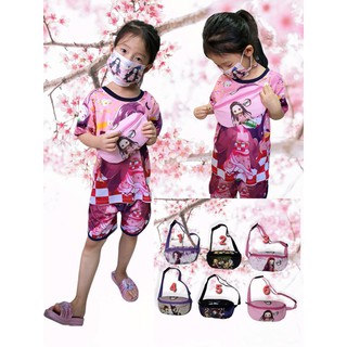พร้อมส่ง กระเป๋าคาดอก คาดเอว ลายการ์ตูนดาบพิฆาตอสูร