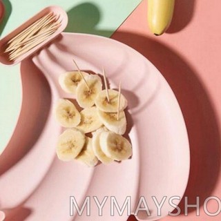 จานพลาสติก ลายกล้วย Banana Shape Snack Plate Snack Dish Dry Fruit Food Tray Household Plastic Serving Plate for Home