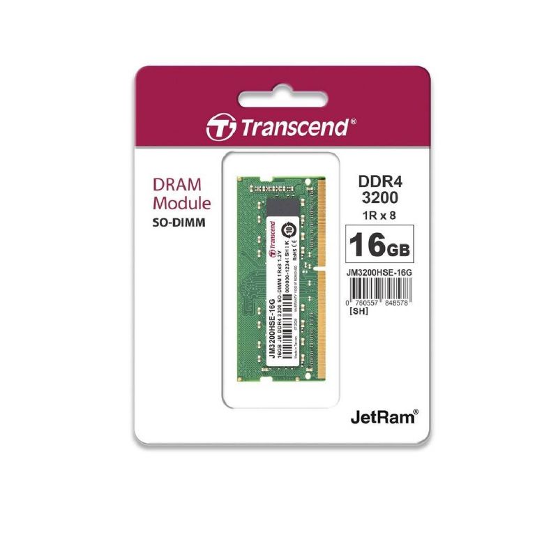 Transcend RAM-Memory DDR4-3200 SO-DIMM 16GB 1Rx8 : Transcend - แรม รับประกันตลอดอายุการใช้งาน - มีใบ