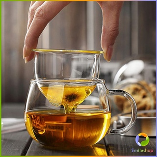 Smileshop แก้วชงชา พร้อมถ้วยกรองกากชาและฝากปิดในตัว สวยหรูดูแพง Glass teapot