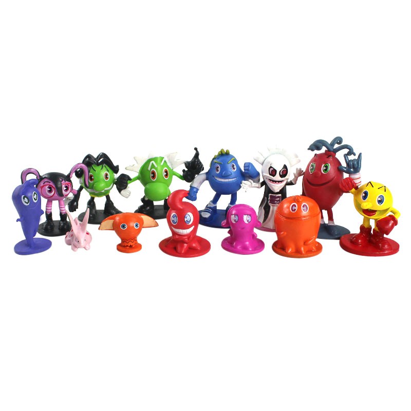 12 ชิ้น/ล็อต Pac Man น่ารักการ์ตูน Ghostly Adventures ตัวเลขการกระทํา Pacman พิกเซลภาพยนตร์ตัวเลขของเล่นเด็ก