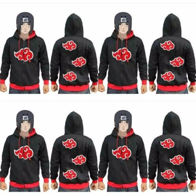 MERAH NARUTO AKATSUKI RID RED ANIME HOODIE SWETER JACKET สําหรับผู้ชายและผู้หญิงคอสเพลย์ - เสื้อแจ็ค