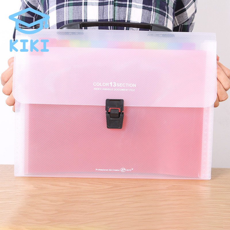 KIKI แฟ้มเอกสาร แบ่งช่อง 13ช่อง สีรุ้ง แบ่งเเยกชัดเจน กระเป๋าแฟ้มซอง กระเป๋าเอกสาร