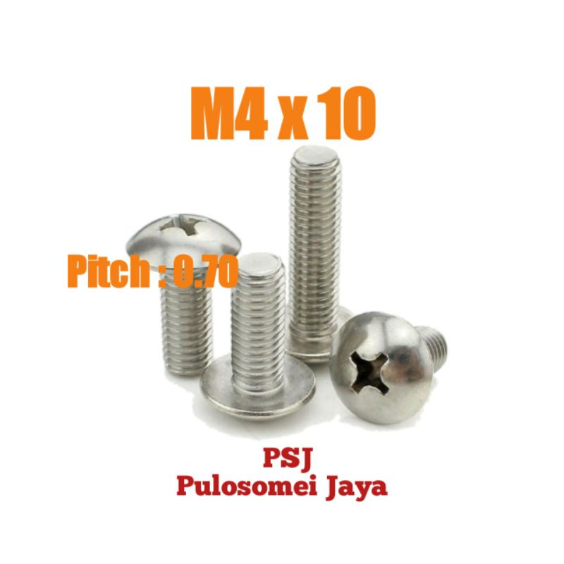 JT กลอนสแตนเลส M4 x 10 / SS กลอนร่ม M4 x 10 / JT SS M4 x 10