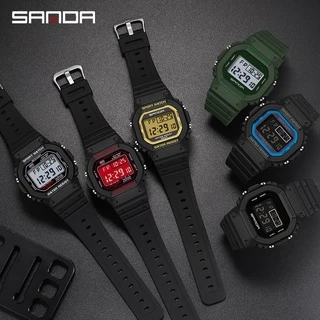 Sanda นาฬิกาข้อมือดิจิทัล มัลติฟังก์ชั่น มีไฟ LED กันน้ํา มีปฏิทิน เรืองแสง สําหรับผู้ชาย และผู้หญิง 2107-8