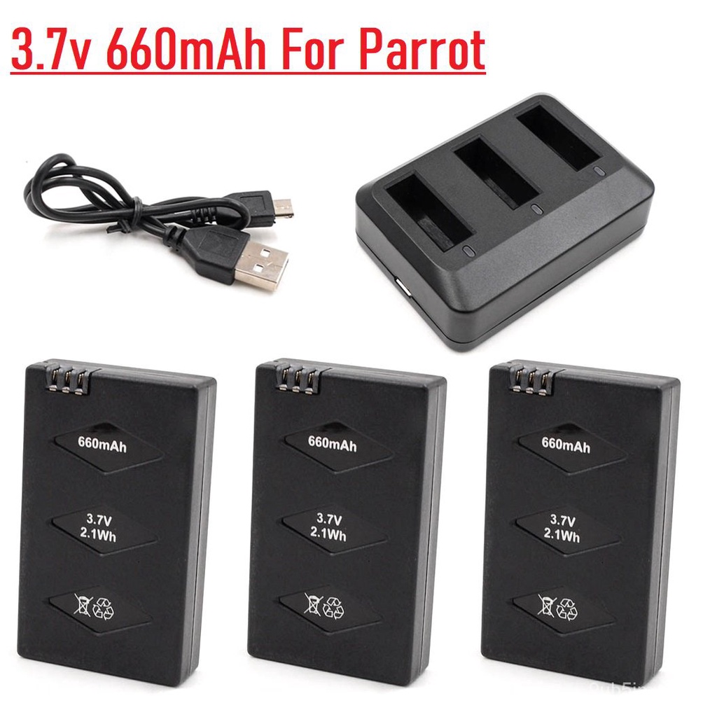 Original 3.7V 660mAh 20C แบตเตอรี่ Li-po + Charger สำหรับ Parrot MINI Drone สำหรับ Parrot Jumping Su