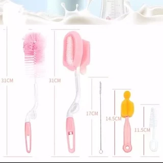 Hello Baby แปรงฟองน้ำล้างขวดนม ชุดมีแปรงอเนกประสงค์ 5 ชิ้น สะอาดขวดน้ํา 360 องศา