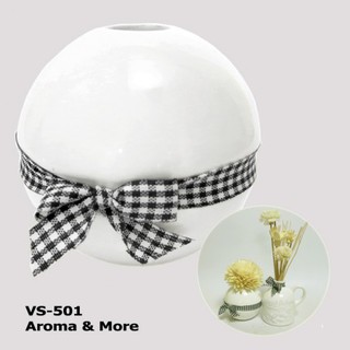 Aroma&amp;More - แจกันเซรามิคทรงกลม สีขาวเคลือบเงา White Ceramic vase -120ml