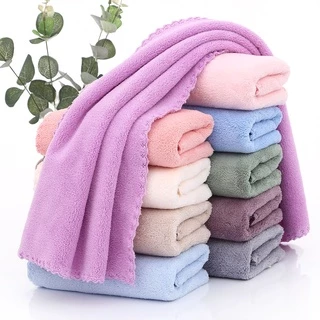 MJP-01 【ขนาด 35x75 ซม】ผ้าขนหนูขนเป็ด สำหรับเช็ดผม ไม่ใช่ผ้าผืนใหญ่ สีพื้น ไม่กุ้นขอบ นุ่ม ไม่บาดผิว