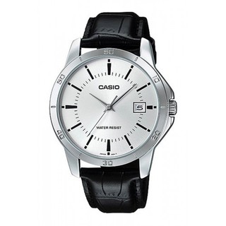 Casio Standard นาฬิกาข้อมือผู้ชาย สีดำ สายหนัง รุ่น MTP-V004L-7AUDF