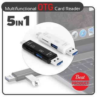 5 in 1 USB 2.0 Type C / USB / Micro USB SD TF Memory Card Reader OTG Adapter