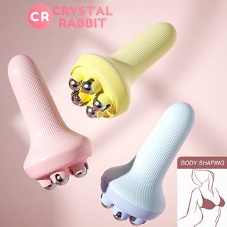 CRYSTAL RABBIT 360 องศาคู่มือสแตนเลสนวดบอลลูกกลิ้งนวดร่างกายบำบัดนวดสำหรับคอกลับไหล่ใบหน้ายกเครื่องมือ