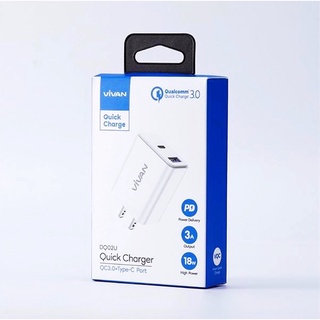 {พร้อมส่ง} หัวชาร์จ 2in1 ชาร์จเร็ว DQ02U แบรนด์ VIVAN แท้ 💯 18W QC3.0 Adapter รูเสียบ Type-C &amp; USB