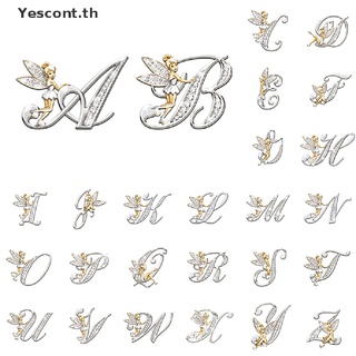 Yescont ใหม่ เข็มกลัดโลหะ คริสตัล ตัวอักษรภาษาอังกฤษ เอลฟ์ นางฟ้า สําหรับผู้หญิง