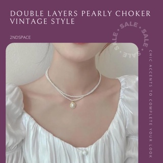 🔥SALE🔥สร้อยคอประดับมุกเลเยอร์สไตล์หรูหรา✨🌈Double Pearl Necklace🌻สไตล์วินเทจ‼️พร้อมส่งค่ะ