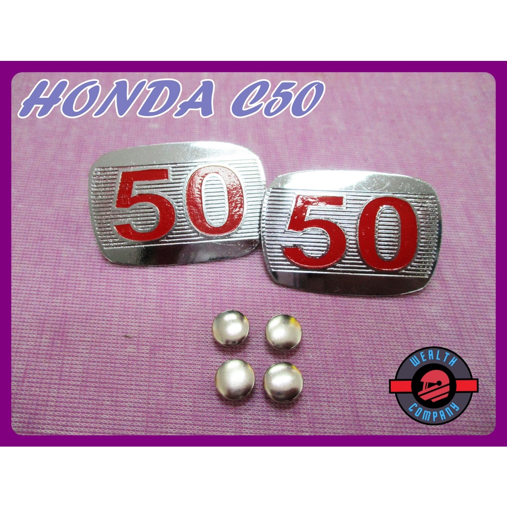 Honda C50 Side Cover Logo C50 L/R #  Honda C50 โลโก้กระเป๋าข้าง ตัวเลขสีแดง คุณภาพยอดเยี่ยม