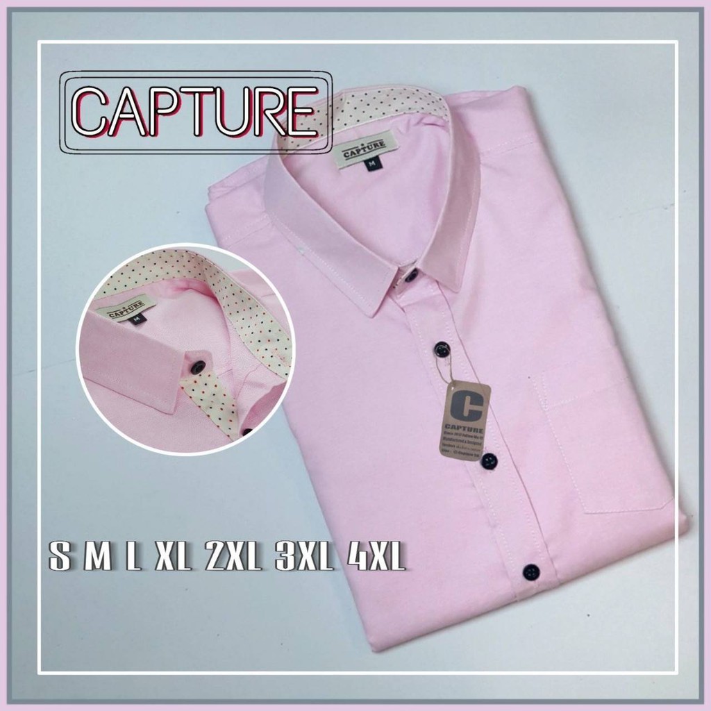 เสื้อเชิ้ตแขนสั้น คอปก ผ้า Oxford สีชมพู มีถึงไซส์ 4XL