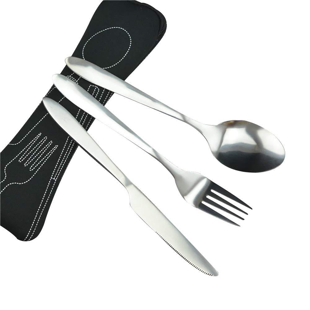 3pcs Stainless Steel Western Food Cutlery Set Outdoor Picnic Dinnerware