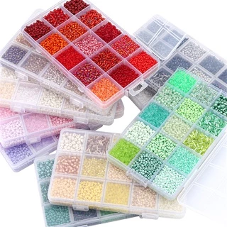 NCCGlass Seed ลูกปัดชุดกล่อง DIY สร้อยข้อมือสร้อยคอ Rainbow เช็ก Charm คริสตัลลูกปัดสําหรับเครื่องประดับทํา Handmade อุปกรณ์เสริม