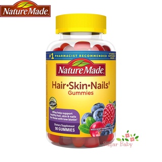 Nature Made Hair Skin and Nails Gummies Mixed Berry Cranberry &amp; Blueberry 90 Gummies วิตามินบำรุงผม ผิว และเล็บ 90 กัมมี