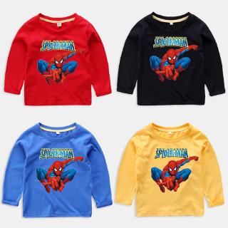 เสื้อเด็กแขนยาว Spiderman 6 สีเสื้อยืดผ้าฝ้าย (ยินดีต้อนรับขายส่ง) @Ready Stock@