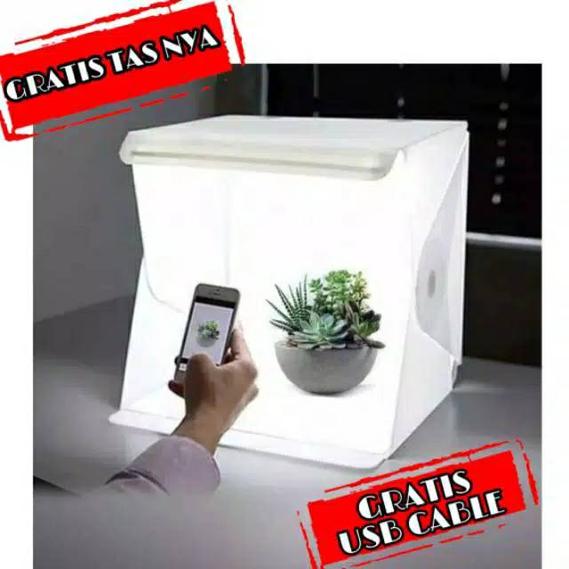 MINI PHOTO STUDIO กล่อง LED COMPLETE + 2 BACKGROUND STUDIO PHOTO BOX LIGHTBOX PHOTO STUDIO BACKGROUN