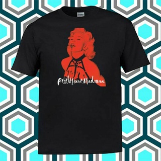 tshirtเสื้อยืดคอกลมฤดูร้อนเสื้อยืด พิมพ์ลาย Madonna Rebel Heart สีดํา สไตล์วินเทจ สําหรับผู้ชาย และผู้หญิงSto4XL