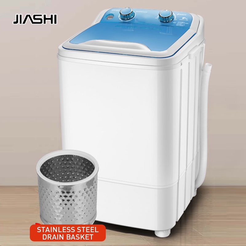 JIASHI เครื่องซักผ้า, กระบอกเดียว, มินิ, กึ่งอัตโนมัติ, ซัก+อบแห้ง, เล็กและไม่กินพื้นที่, ซักได้แรง
