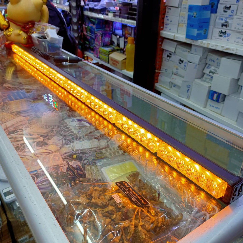 ไฟ LED ไฟไซเรน เหลือง-เหลือง ไฟฉุกเฉิน ไฟกู้ภัย ไเรนติดหลังคา 120cm 8ท่อน 1หน้า 3W 12V พร้อมขาแม่เหล