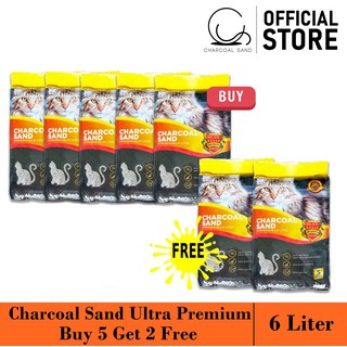 Charcoal Sand ชารโคล แซนด์ ทรายแมว Ultra Premium ขนาด 6 ลิตร ซื้อ 5 แถม 2