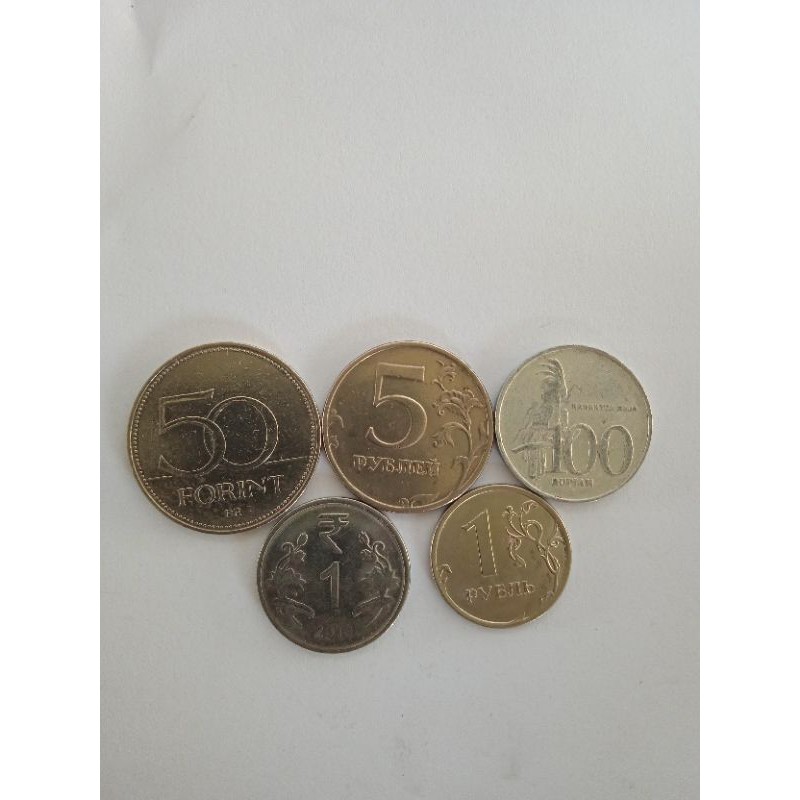 เหรียญต่างประเทศสีเงินน่าสะสมจัดเช็ต5เหรียญ89บาท