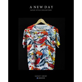 A NEW DAY 174 เสื้อสกรีนเต็มตัว สไตล์ญี่ปุ่น ลายปลาคราฟ Koi fish