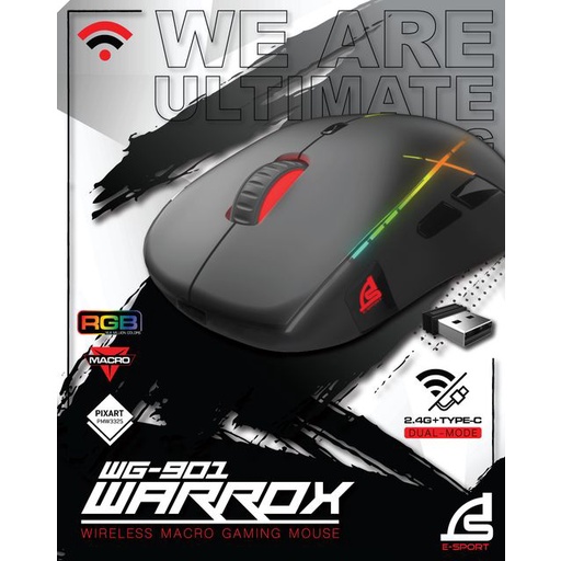 เกมส์มิ่ง เมาส์ ไร้สาย SIGNO E-Sport WARROX Wireless Macro Gaming Mouse รุ่น WG-901 (Black) (เกมส์มิ