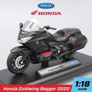 โมเดลรถ บิ๊กไบค์ Honda Goldwing Bagger 2020 สเกล 1:18 แบรนด์ Welly โมเดล Gold wing 1/18