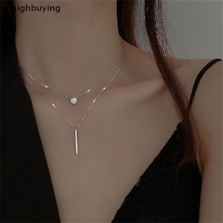 [highbuying] สร้อยคอ จี้เงิน เรขาคณิต สี่เหลี่ยม เรียบง่าย แฟชั่นผู้หญิง แฟชั่นใหม่ พร้อมส่ง