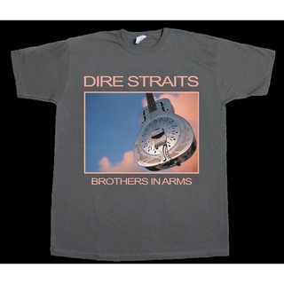 Dire STRAITS BROTHERS IN ARMS MARK KNOPFLER ROCK NEW GREY เสื้อยืดลําลอง แขนสั้น พิมพ์ลายวาฟเฟิล สําหรับผู้ชาย ของขวัญวั