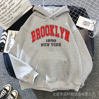 เสื้อโค้ทกันหนาว มีฮู้ด ลาย Brooklyn Lette Streetwear แฟชั่นฤดูใบไม้ผลิ และฤดูใบไม้ร่วง สําหรับผู้ชาย และผู้หญิง