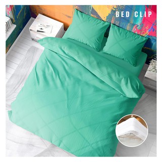 Bed sheet BEDDING SET BED CLIP MICROTEX K3 LIGHT GREEN Bedding Bedroom bedding ผ้าปูที่นอน ชุดผ้าปูที่นอน 6 ฟุต 3 ชิ้น B