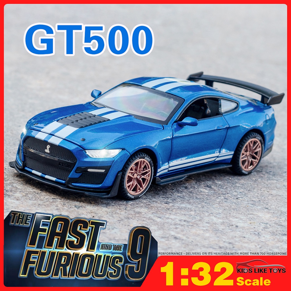 KLT 1:32 Fast &amp; Furious 9 Ford Mustang Shelby GT500 โมเดลรถยนต์ของเล่น โลหะผสม สําหรับเด็ก, ของเล่นเด็กสําหรับเด็กชายมินิออโต้รถบรรทุกยานพาหนะเสียงและแสงของเล่น โมเดลรถฟอร์ด รถตู้ของเล่น