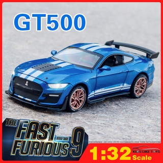 KLT 1:32 Fast &amp; Furious 9 Ford Mustang Shelby GT500 โมเดลรถยนต์ของเล่น โลหะผสม สําหรับเด็ก, ของเล่นเด็กสําหรับเด็กชายมินิออโต้รถบรรทุกยานพาหนะเสียงและแสงของเล่น โมเดลรถฟอร์ด รถตู้ของเล่น