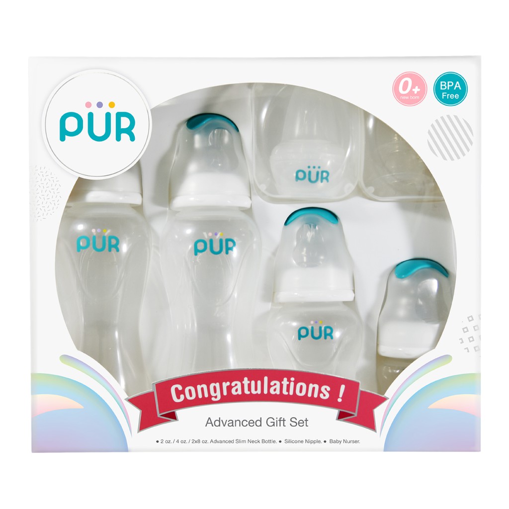 Pur กิ๊ฟเซตขวดนมคอมาตรฐาน (คอแคบ) Advanced Gift Set เซต 6 รูปที่ 3
