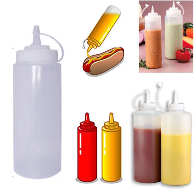 2022 สินค้าขายดี☒▼8-32OZ Plastic Squeeze Bottle Condiment Dispenser Ketchup Mustard Sauce Vinegar